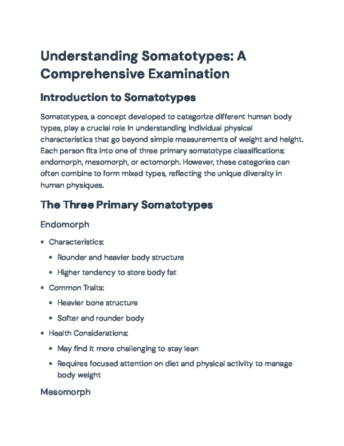 Understanding Somatotypes Genetics Traits Lifestyle Choices Studocu