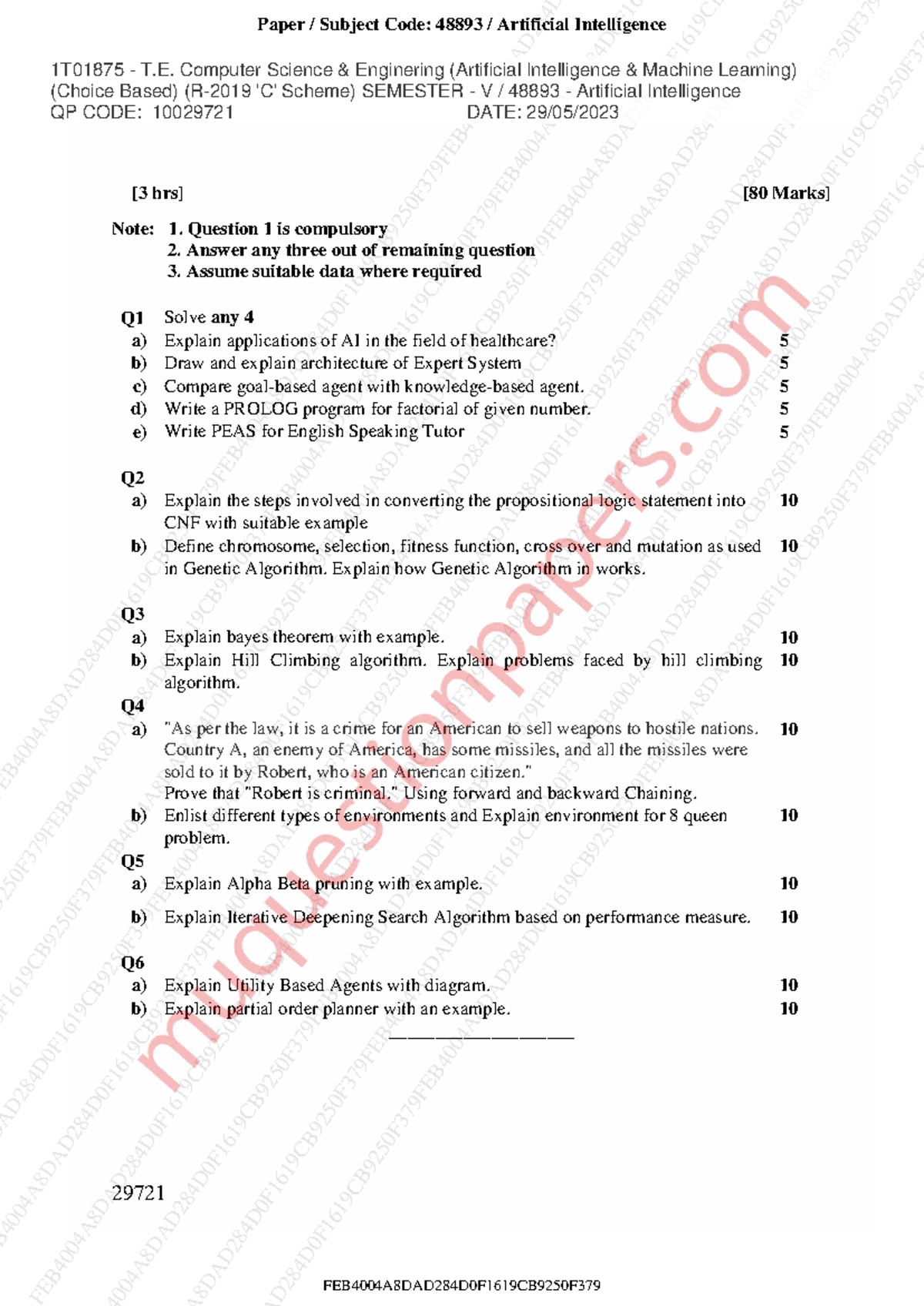 Artificial Intelligence (AI) Exam Notes - 48893 - SEM V - Studocu