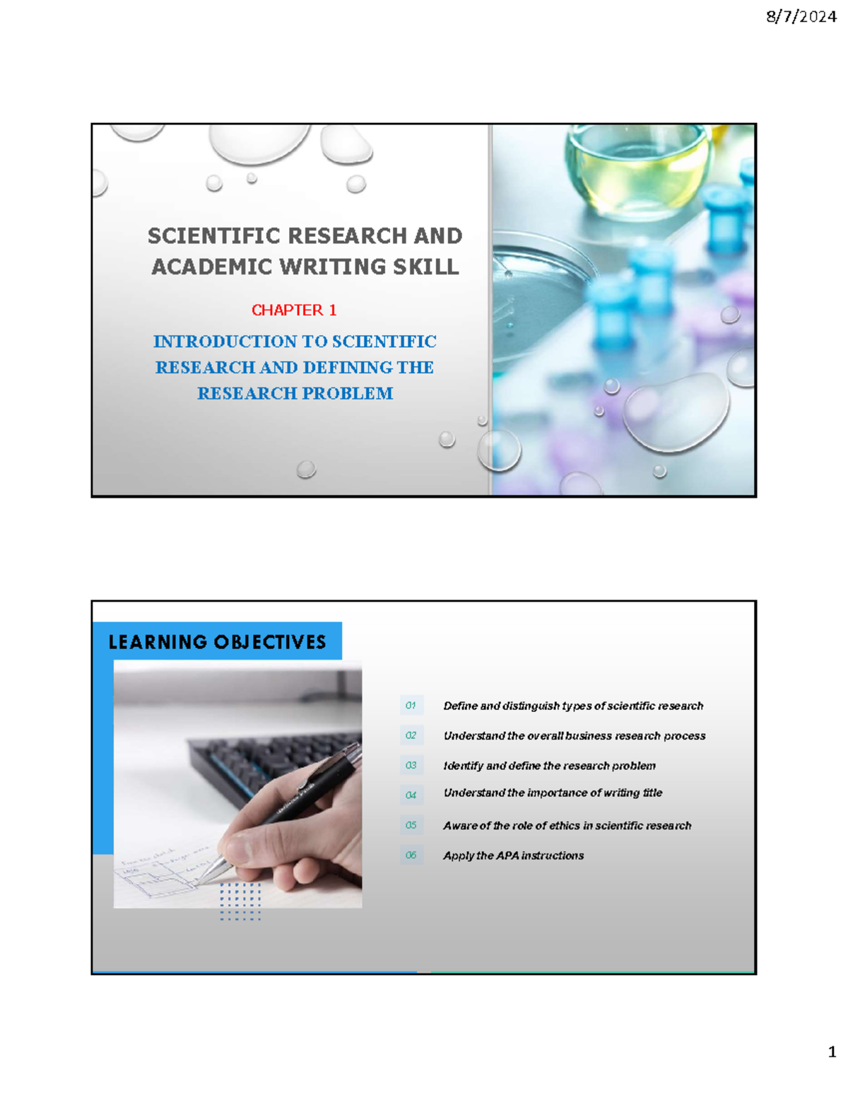 Chapter 1: Introduction to Scientific Research (Course Code: 1234 ...