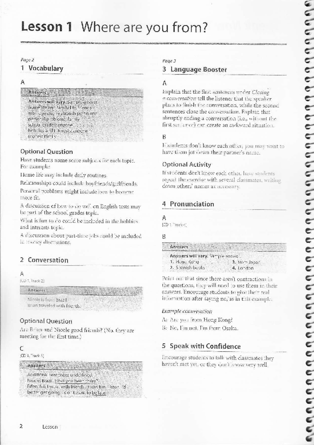 Lesson 1 & 2 Vocabulary and Conversations - Đáp án - Studocu