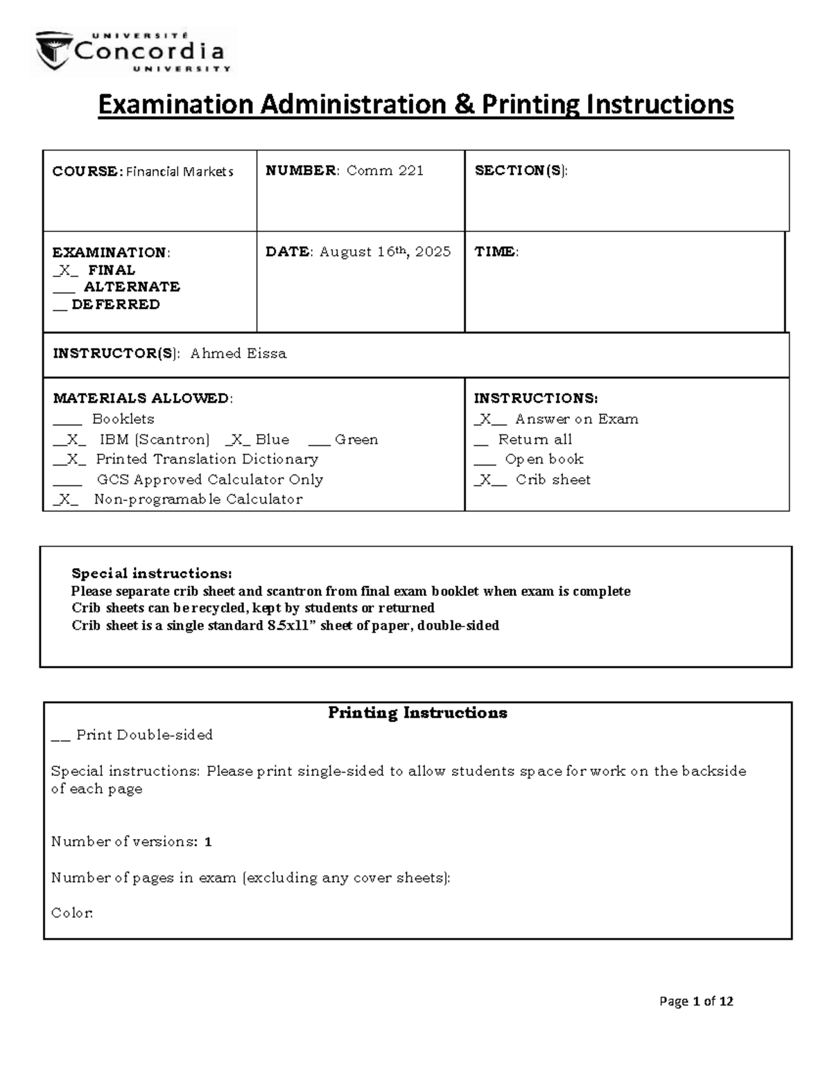 COMM 221 Final Exam Administration Instructions - August 16, 2025 - Studocu
