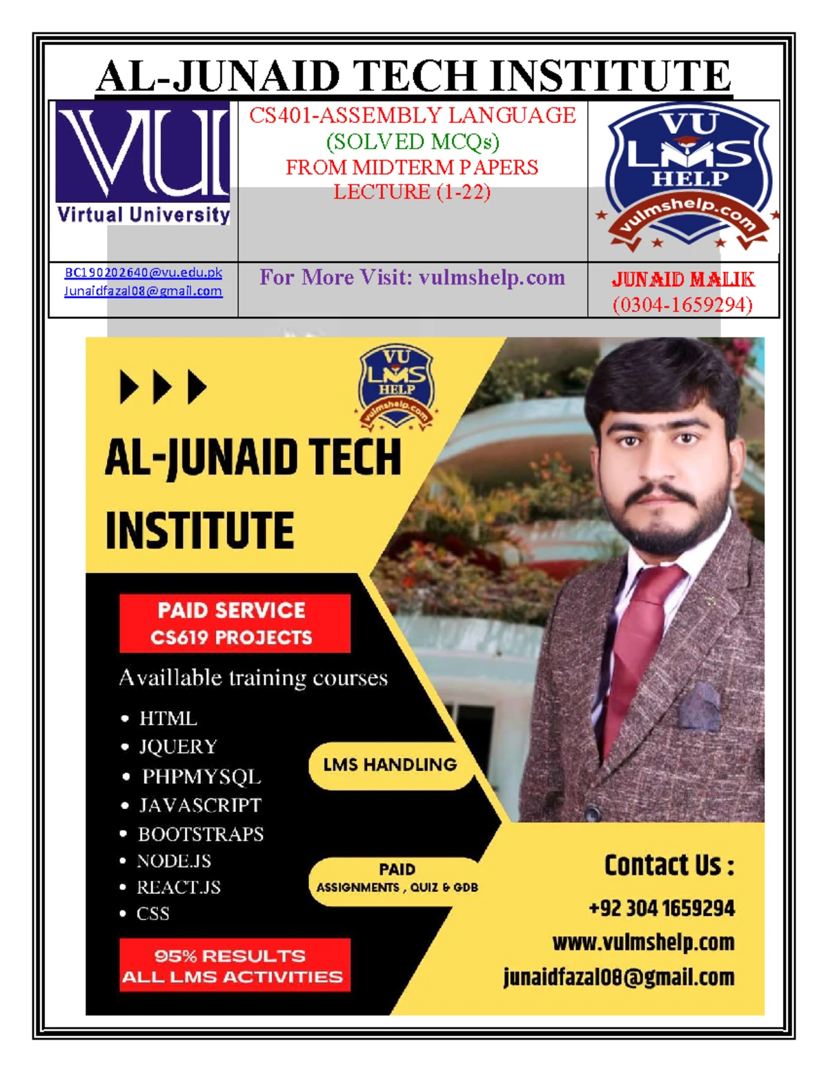 CS401 Midterm Solved MCQS By Junaid - CS401-ASSEMBLY LANGUAGE (SOLVED ...