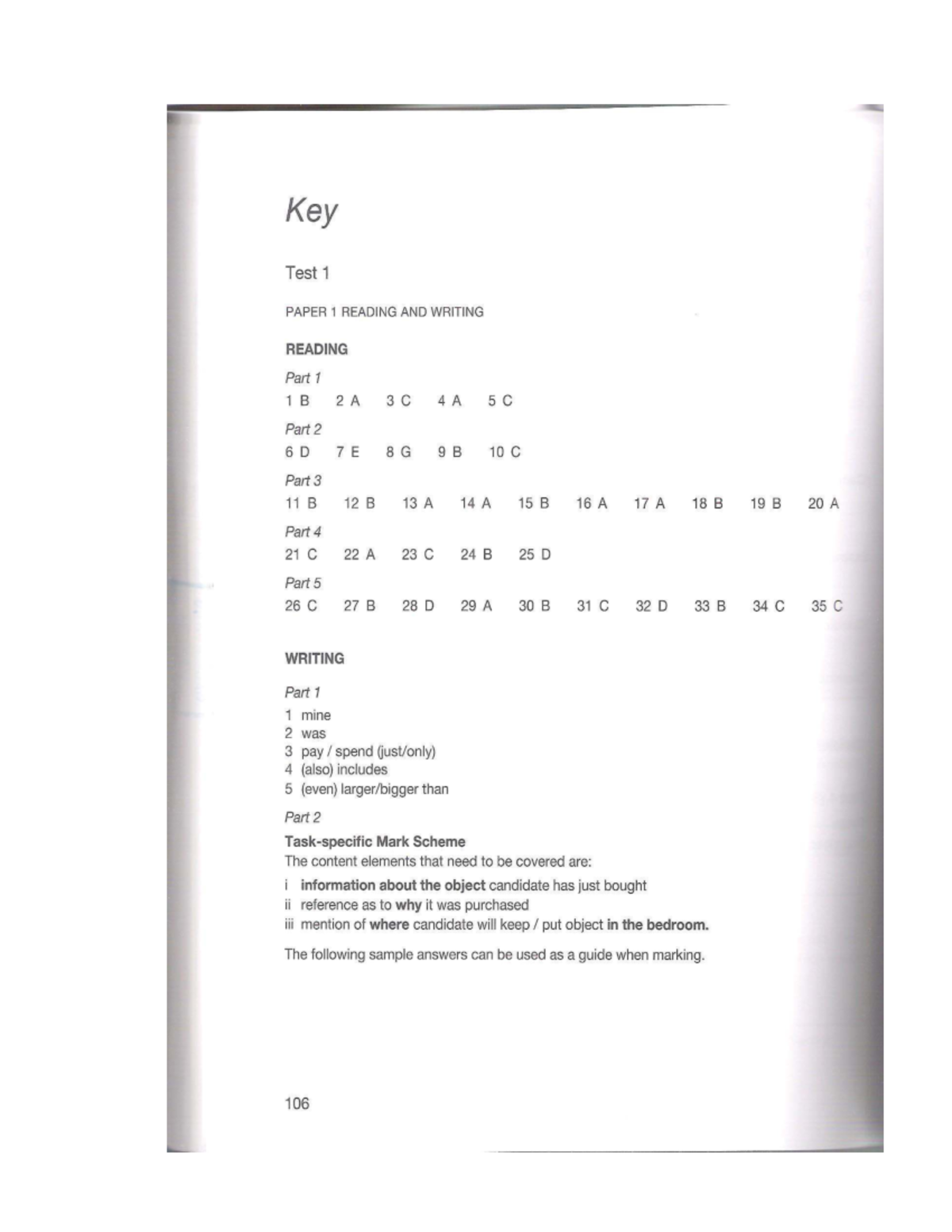 Test 1 Listening Practice Key - Cambridge English Preliminary - Studocu