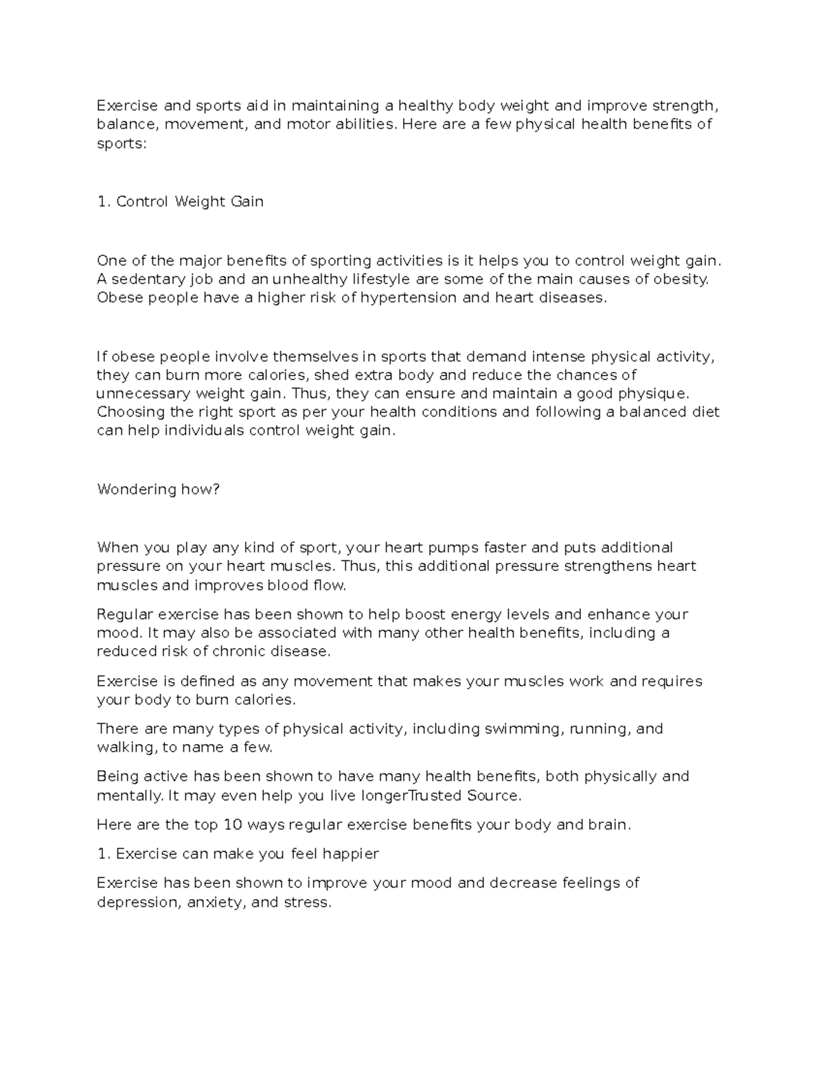 Benefits of Regular Physical Activity - Exercise - Exercise and sports ...