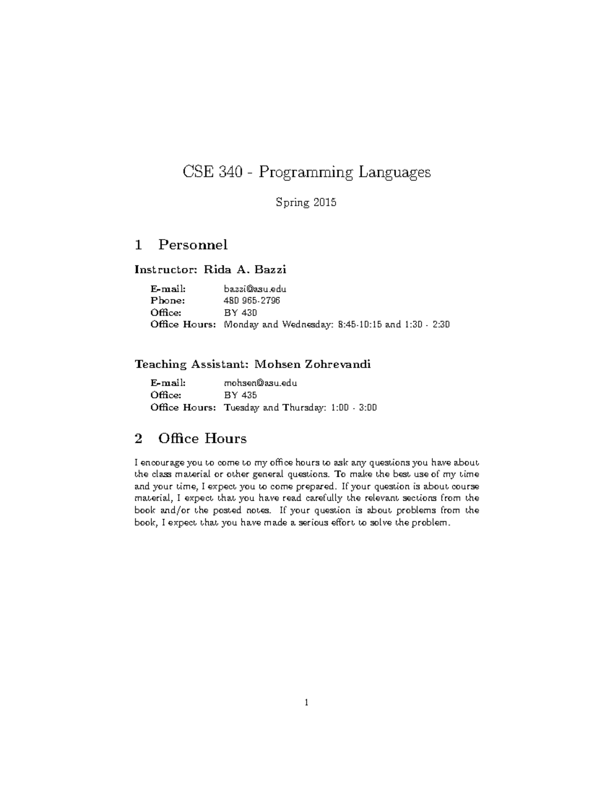 CSE 340 S15 Course Syllabus: Essential Info for Spring 2015 - Studocu