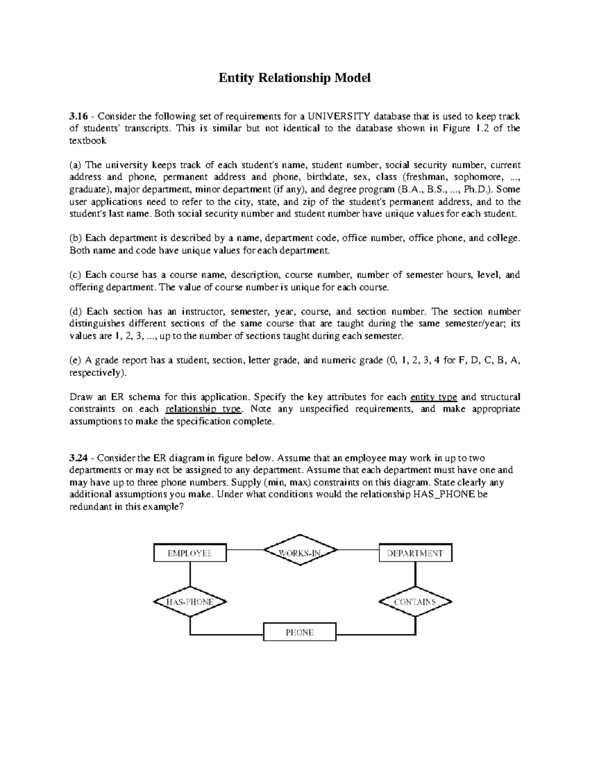 4-HW-ER: University Database ER Model & Constraints Analysis - Studocu