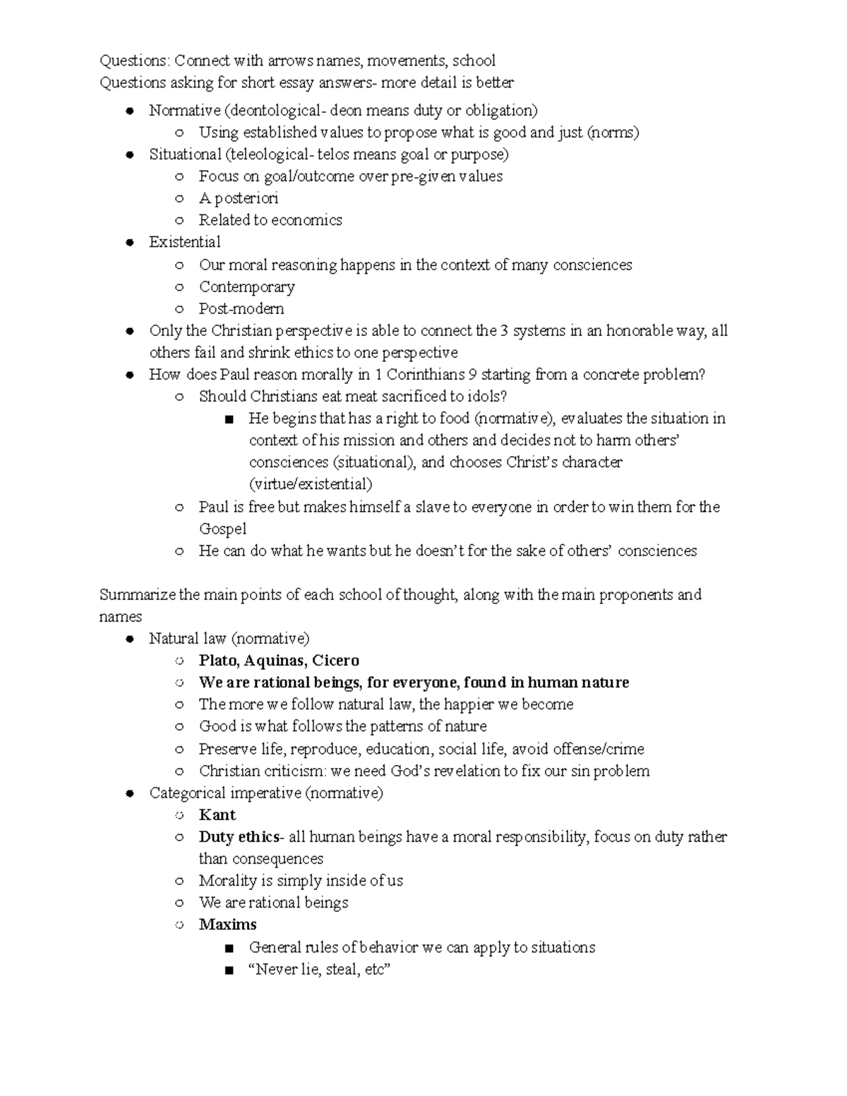Ethics Midterm Study Guide: Key Theories & Concepts Overview - Studocu