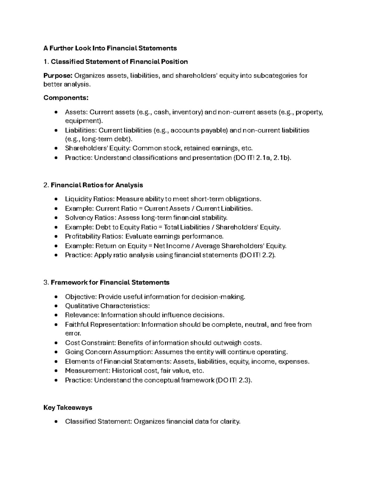 ACCT 217 Chapter 2 Notes - A Further Look Into Financial Statements ...