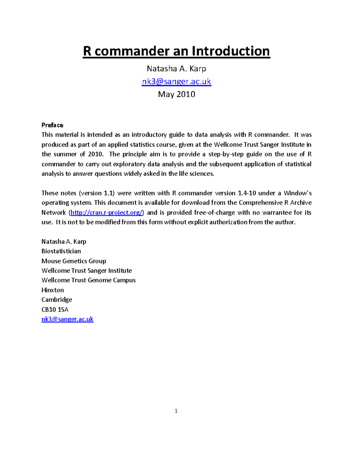 R Commander: An Introductory Guide for Data Analysis (TMU) - Studocu