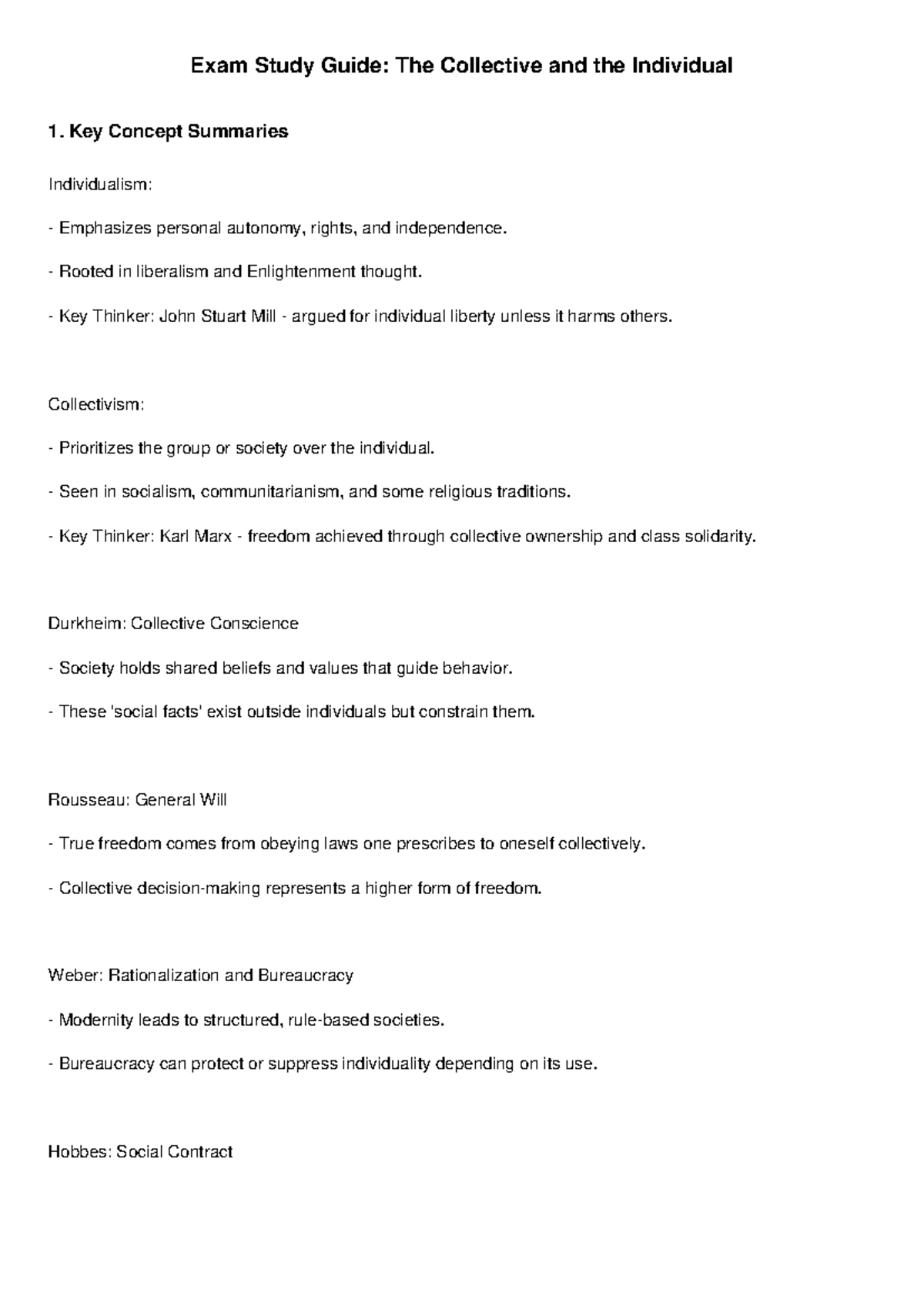 SOC101: Collective vs. Individual Perspectives Study Guide - Studocu