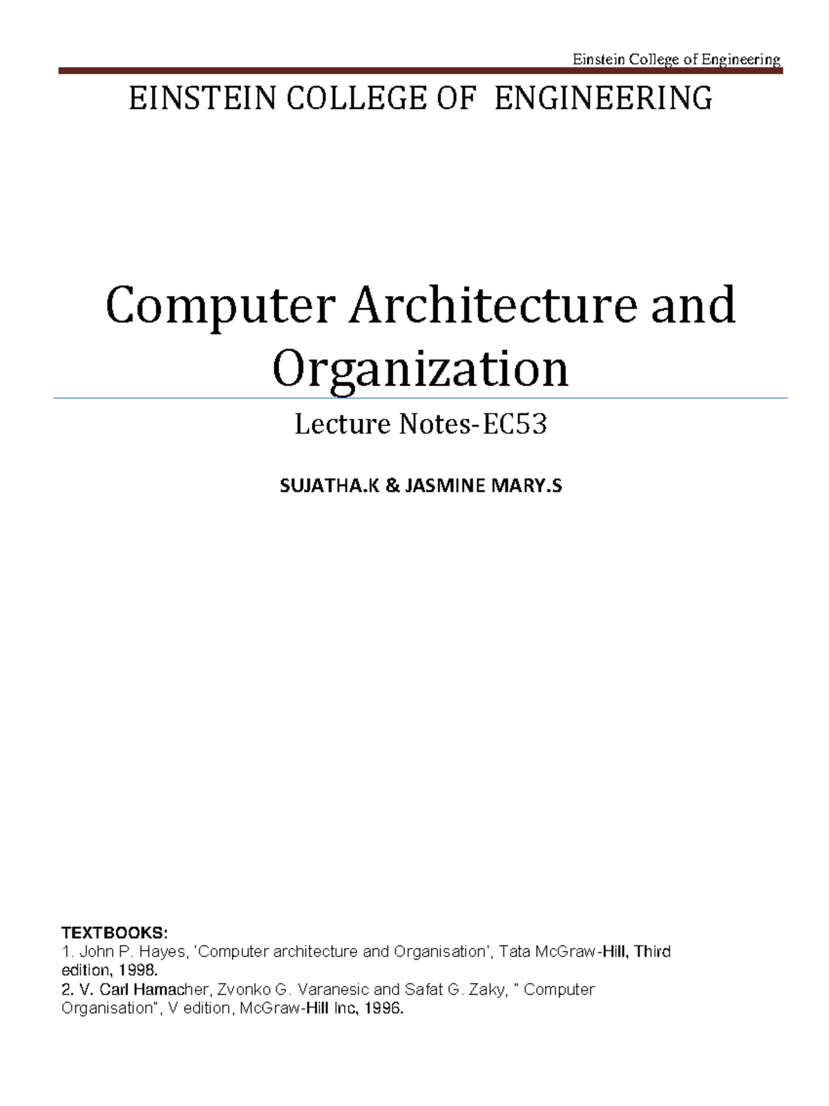 CO - book of computer Organization - EINSTEIN COLLEGE OF ENGINEERING ...