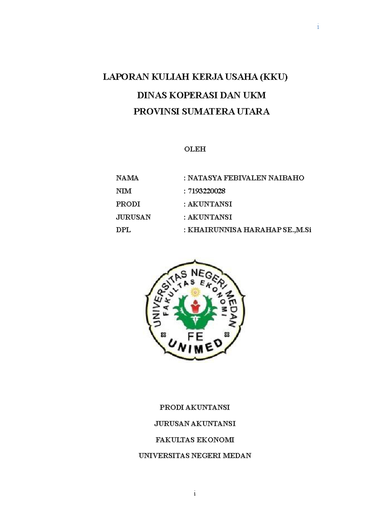 Laporan KKU Dinas Koperasi dan UKM - Akuntansi (7213220028) - Document Preview