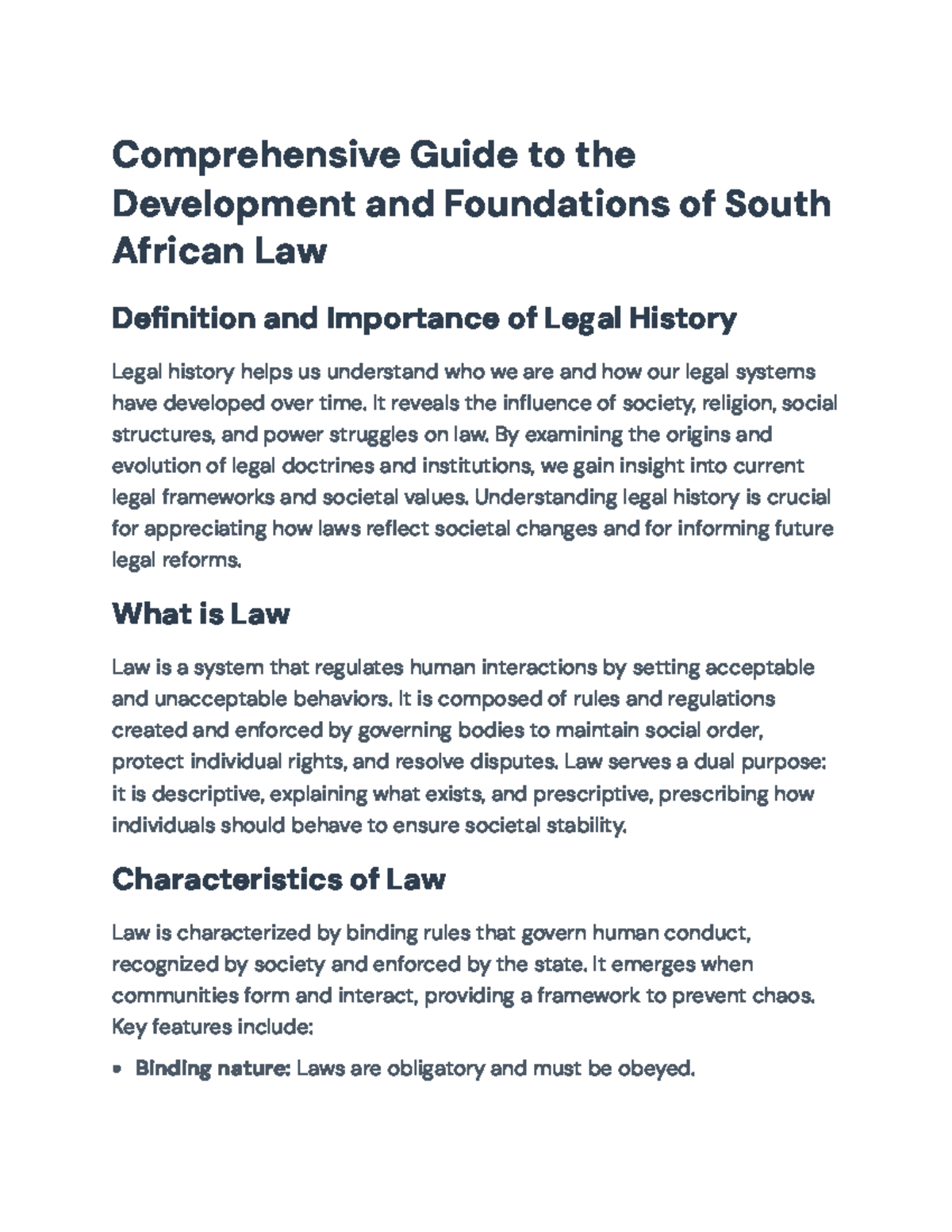 Comprehensive Overview of South African Law: Historical Foundations and ...