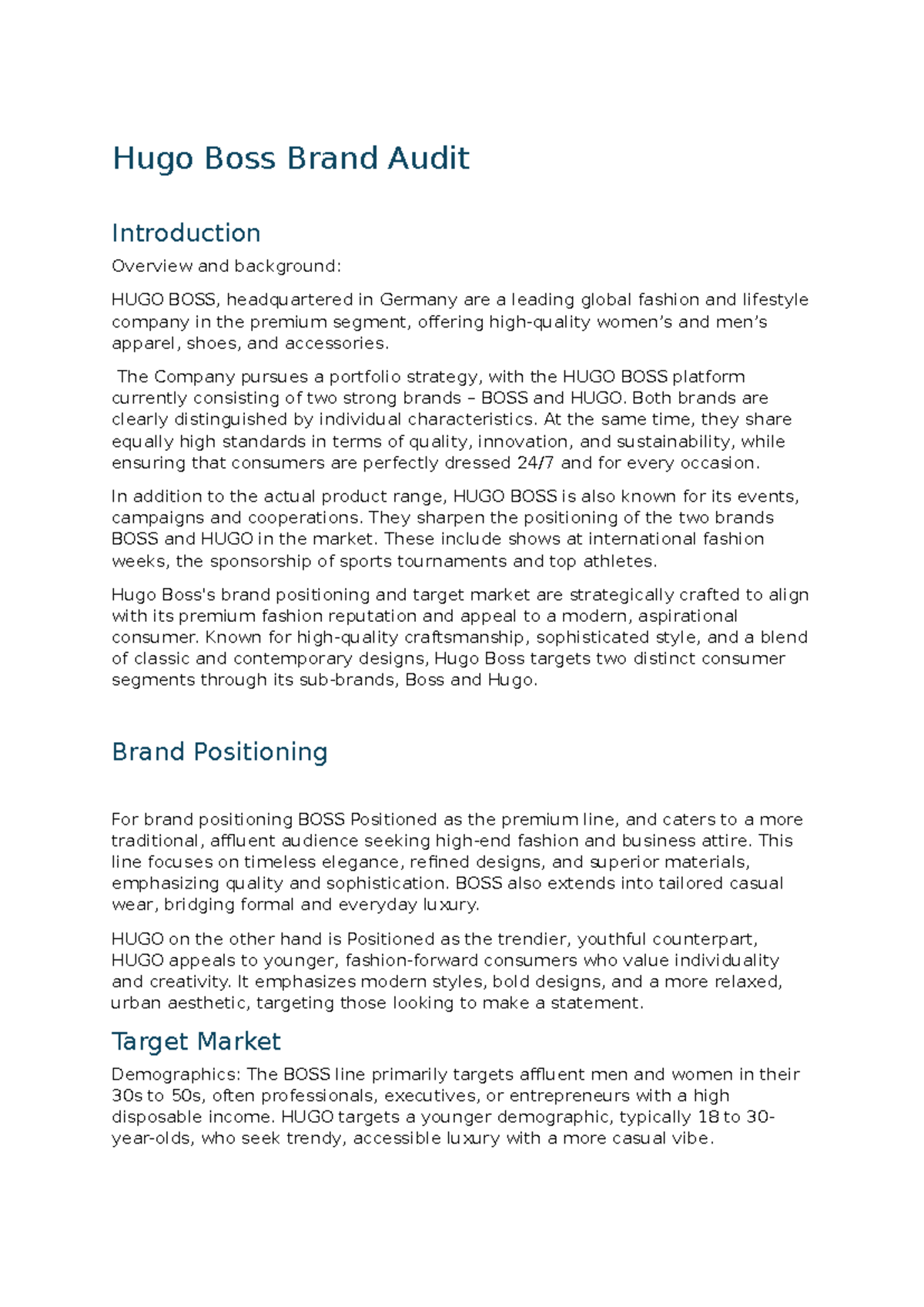 Hugo Boss Brand Audit - Hugo Boss Brand Audit Introduction Overview and ...