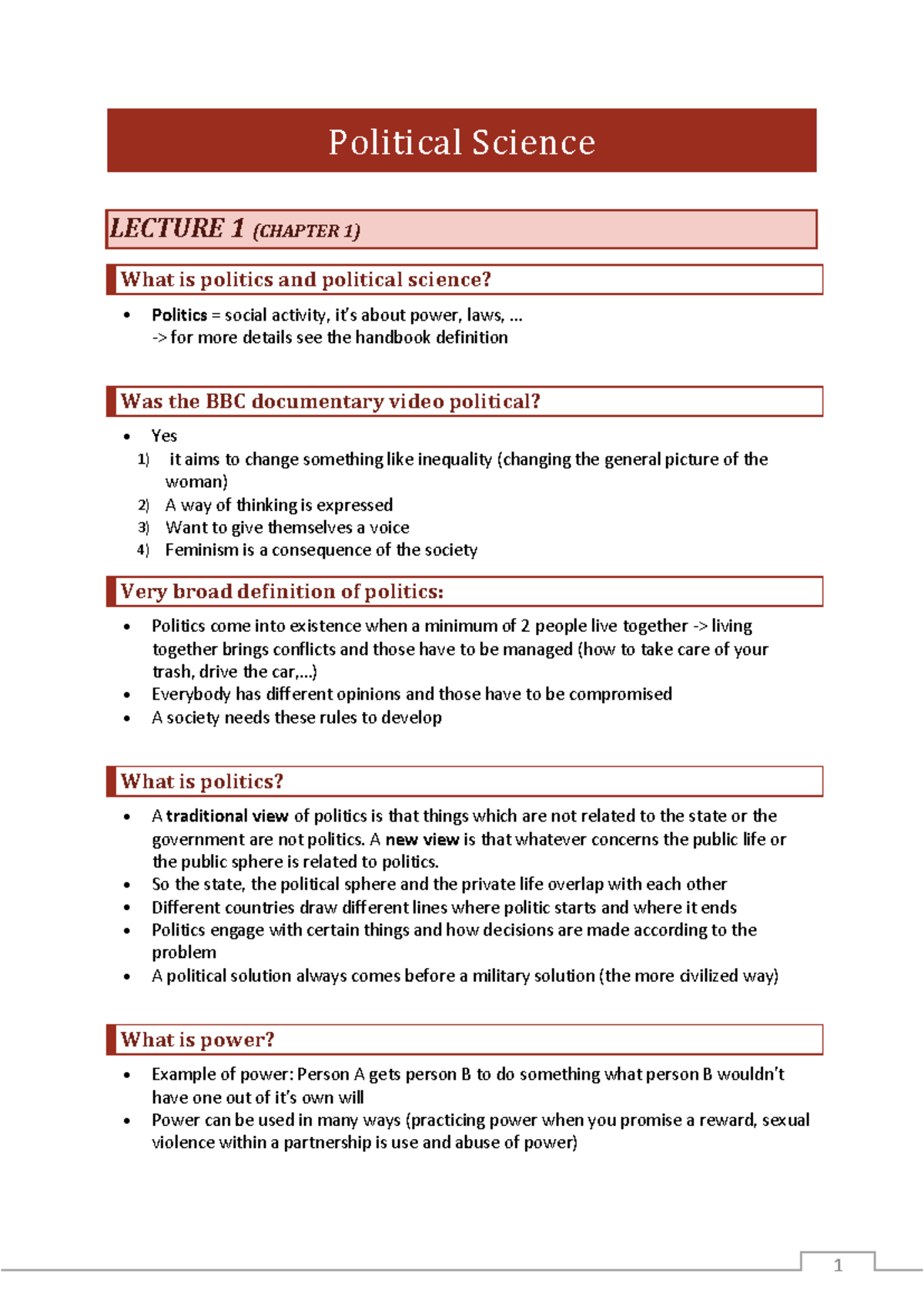 POL328 Final Exam Notes: Politics & Political Science Overview - Studocu