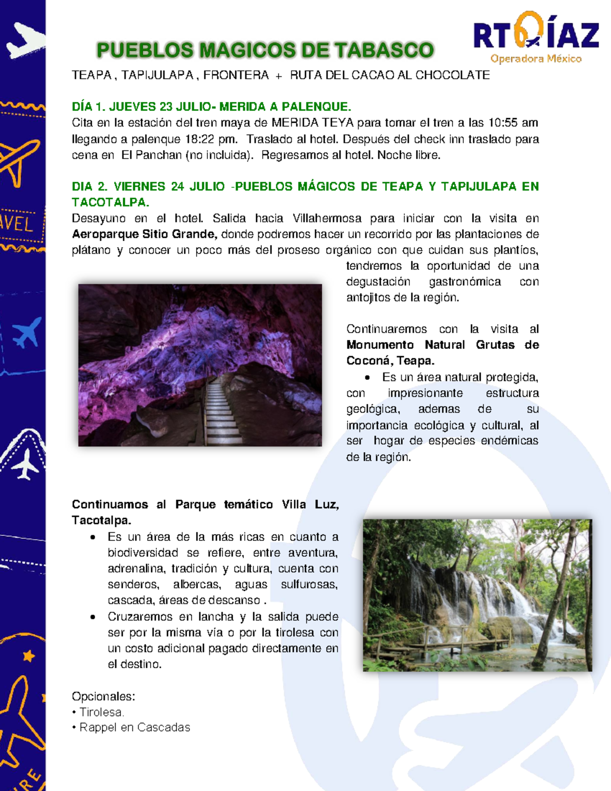 Itinerario de Viaje a Pueblos Mágicos de Tabasco - Julio 2026 - Studocu