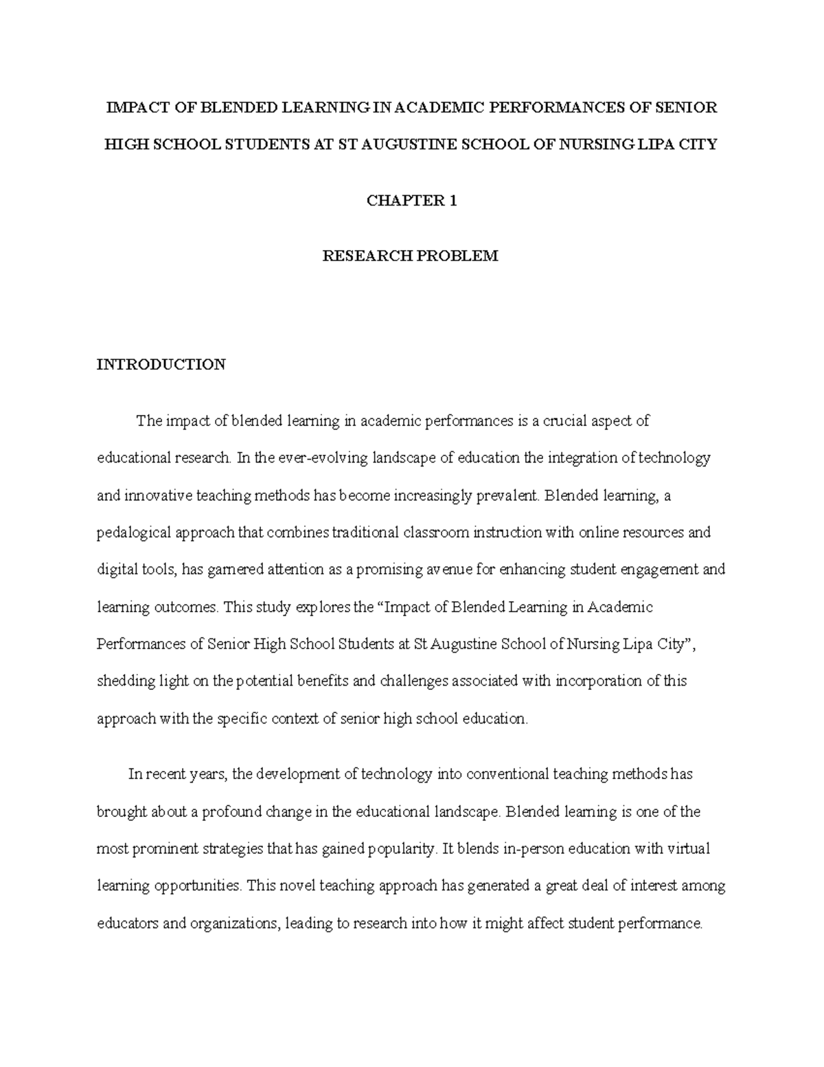 Exploring the Impact of Blended Learning on SHS Academic Performance at ...