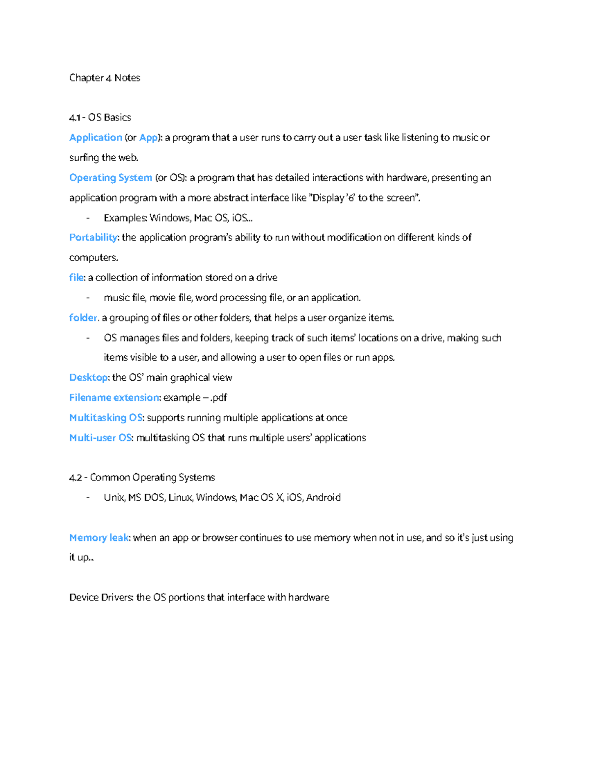 Chapter 4 Notes: OS Fundamentals and Key Concepts for Study - Studocu