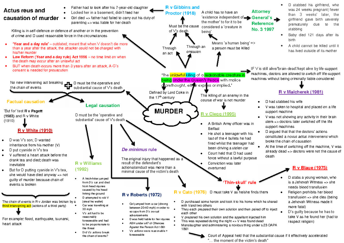 Murder and Causation: Key Cases and Principles (Law 101) - Studocu