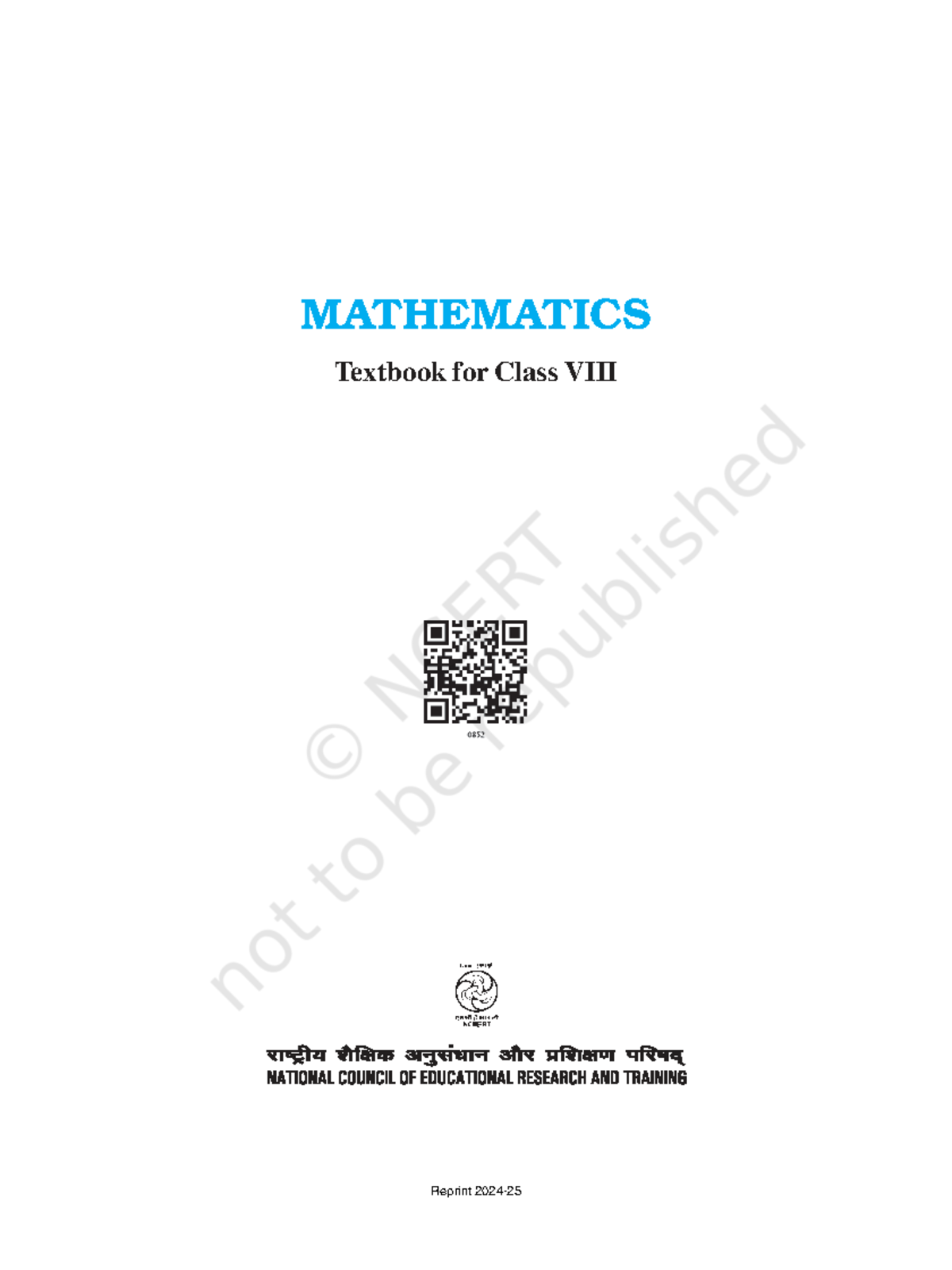 MATHEMATICS Textbook Reprint for Class 0852 - First Edition 2022 - Studocu