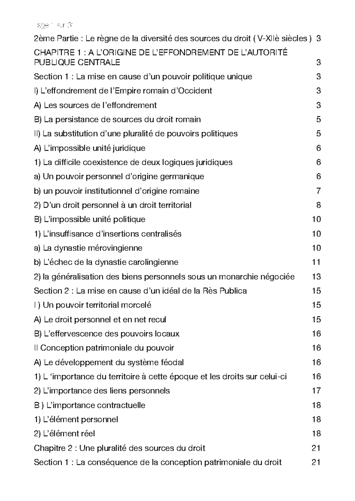 Partie 2 : Diversité des Sources du Droit (V-XII siècles) et Évolution ...
