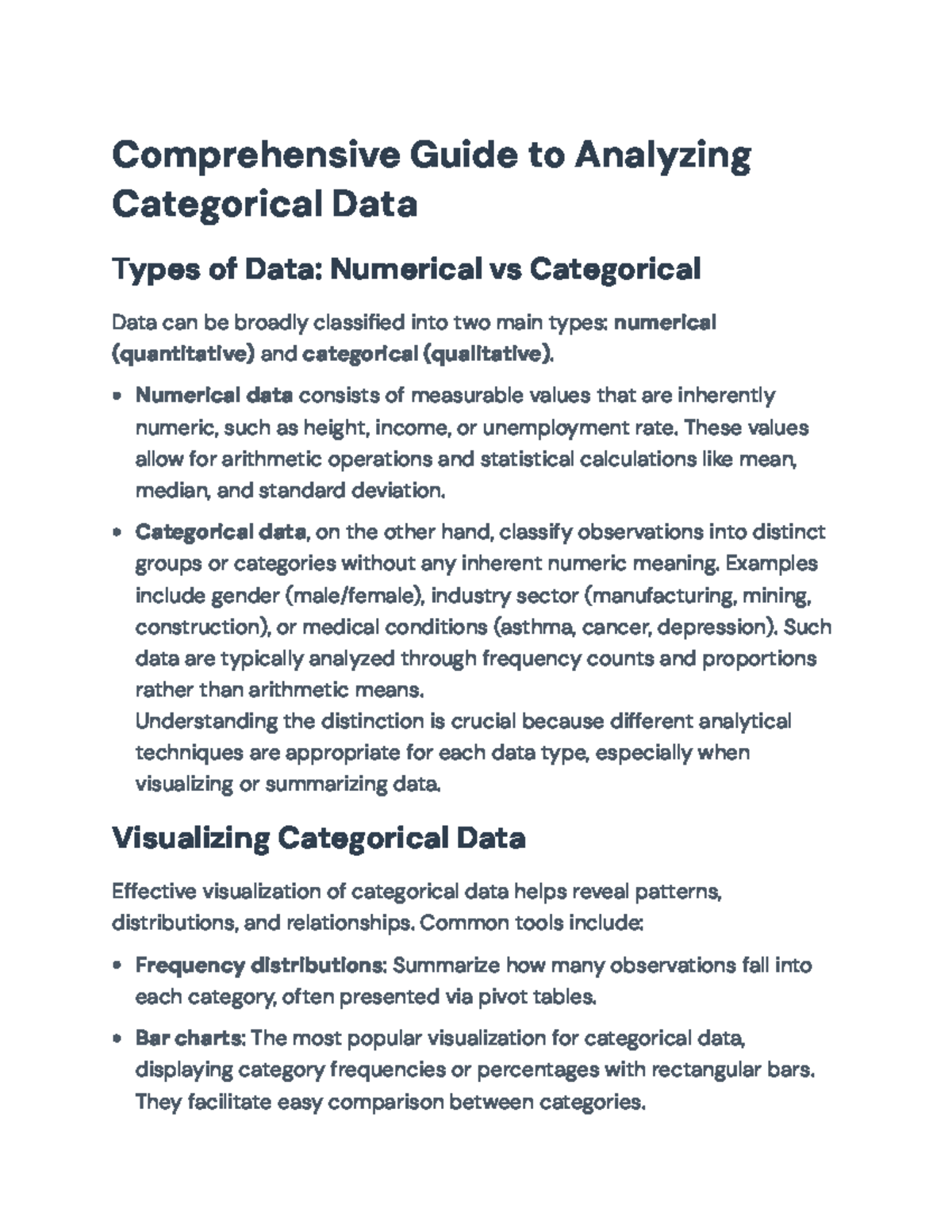 Comprehensive Guide to Categorical Data Analysis & Prob. Methods - Studocu