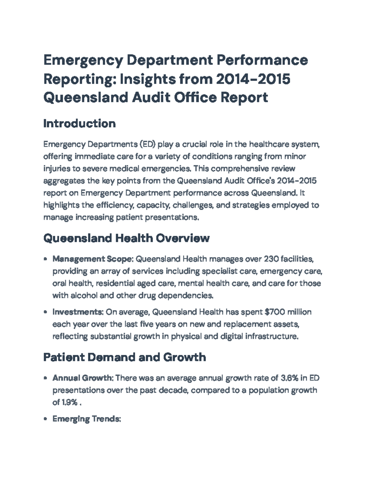 Emergency Department Performance Review: Queensland Audit 2014-2015 ...