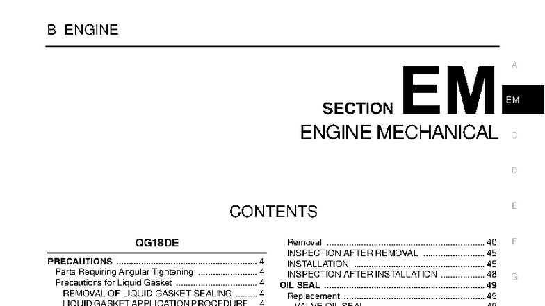 QG18DE Engine Repair Manual: Comprehensive Guide and Procedures - Studocu