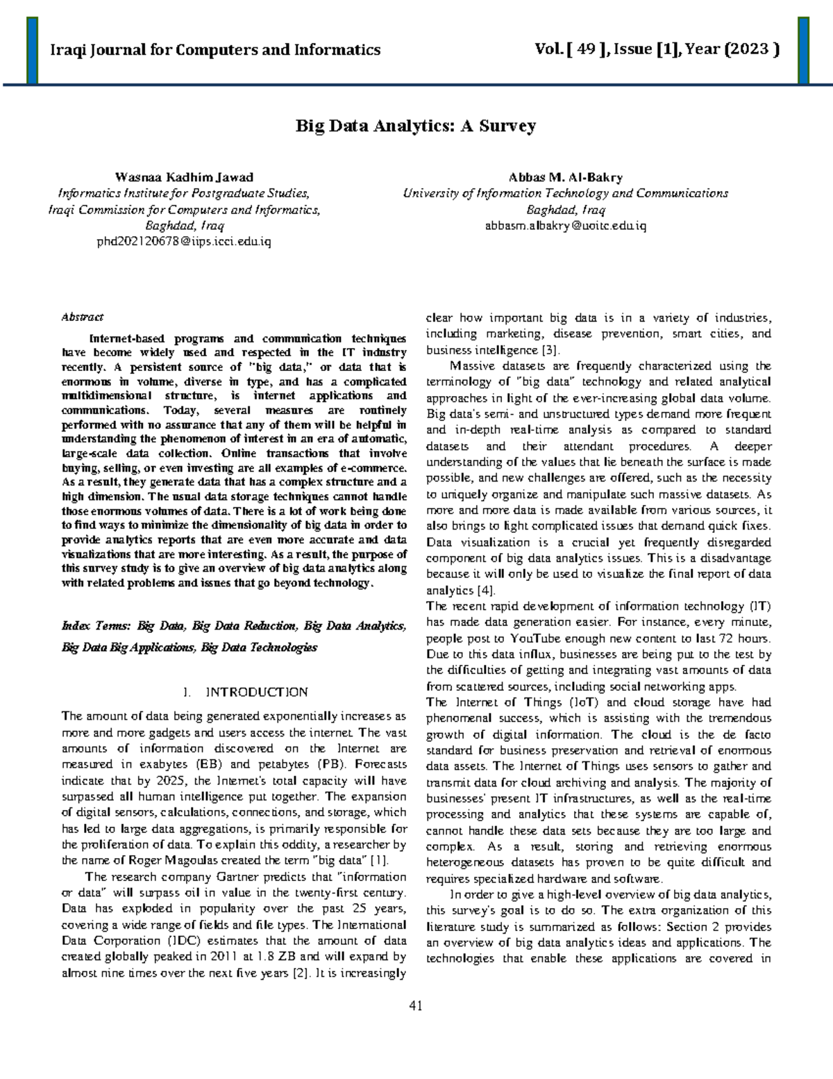 Big Data Analytics A Survey - Big Data Analytics: A Survey Abstract ...