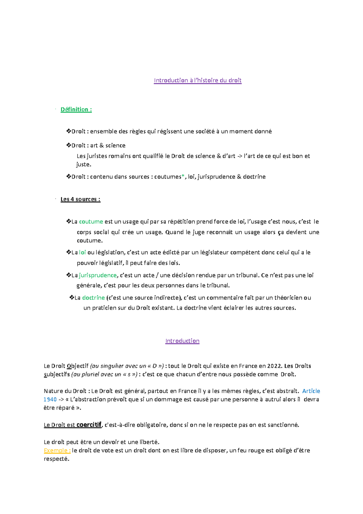 Cours complet - Histoire du Droit (DROIT101) : Concepts et Évolutions ...