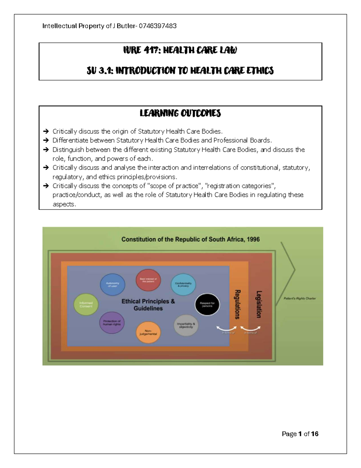 SU 3 Health Care Ethics: Understanding Statutory Bodies and Patient ...