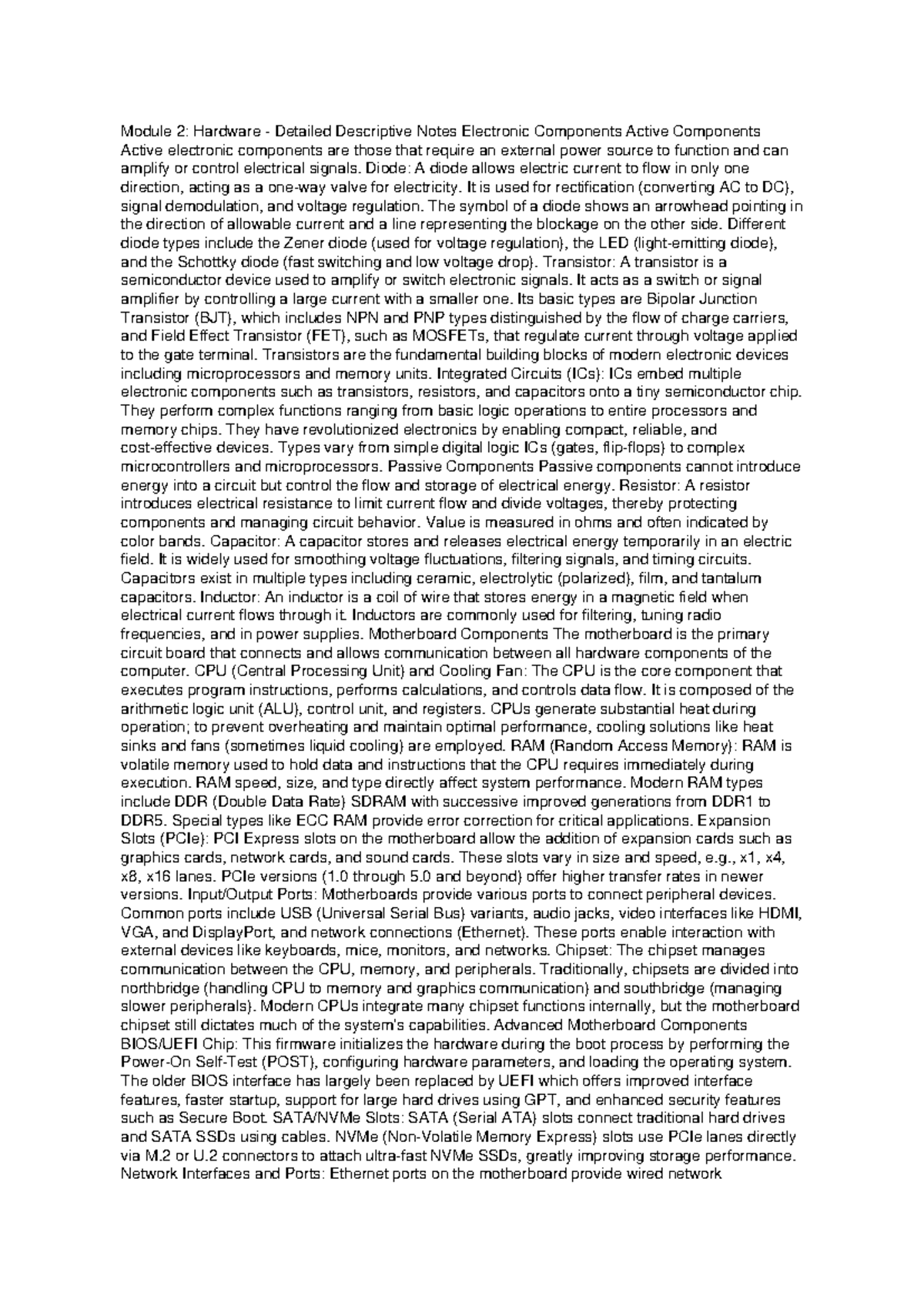 Module 2: Detailed Notes on Active & Passive Electronic Components ...