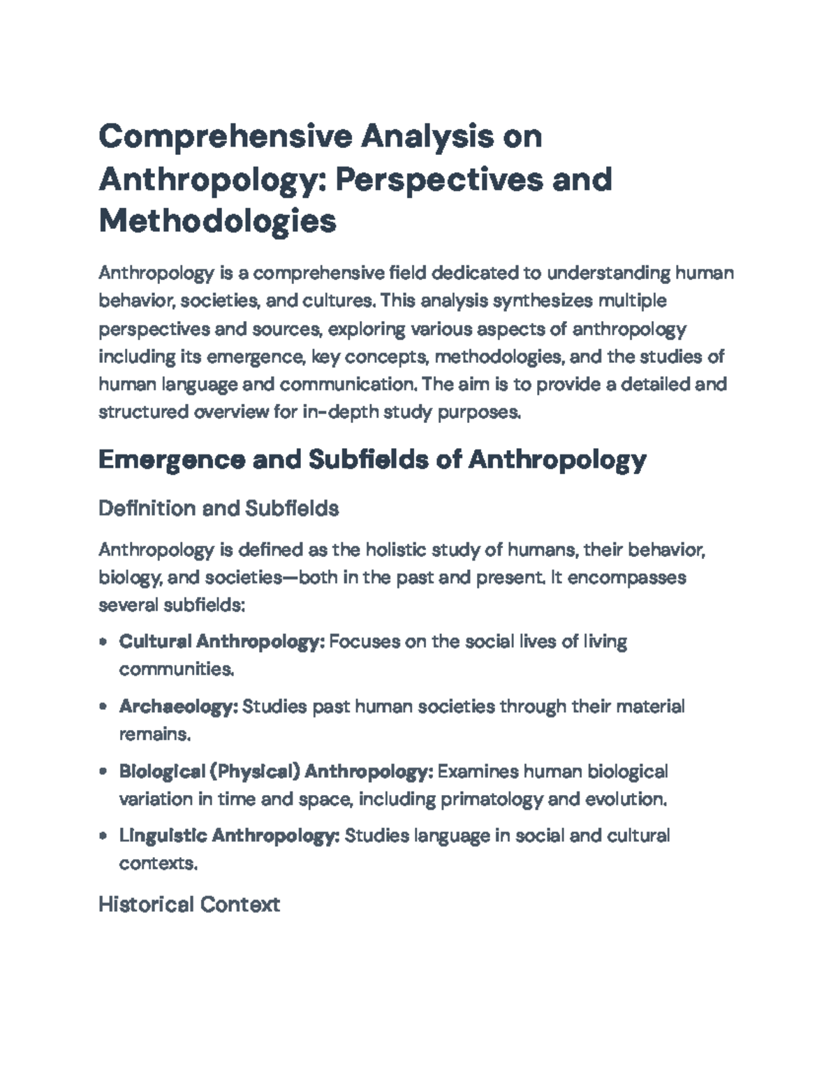 Comprehensive Overview of Anthropology: Key Concepts and Methodologies ...