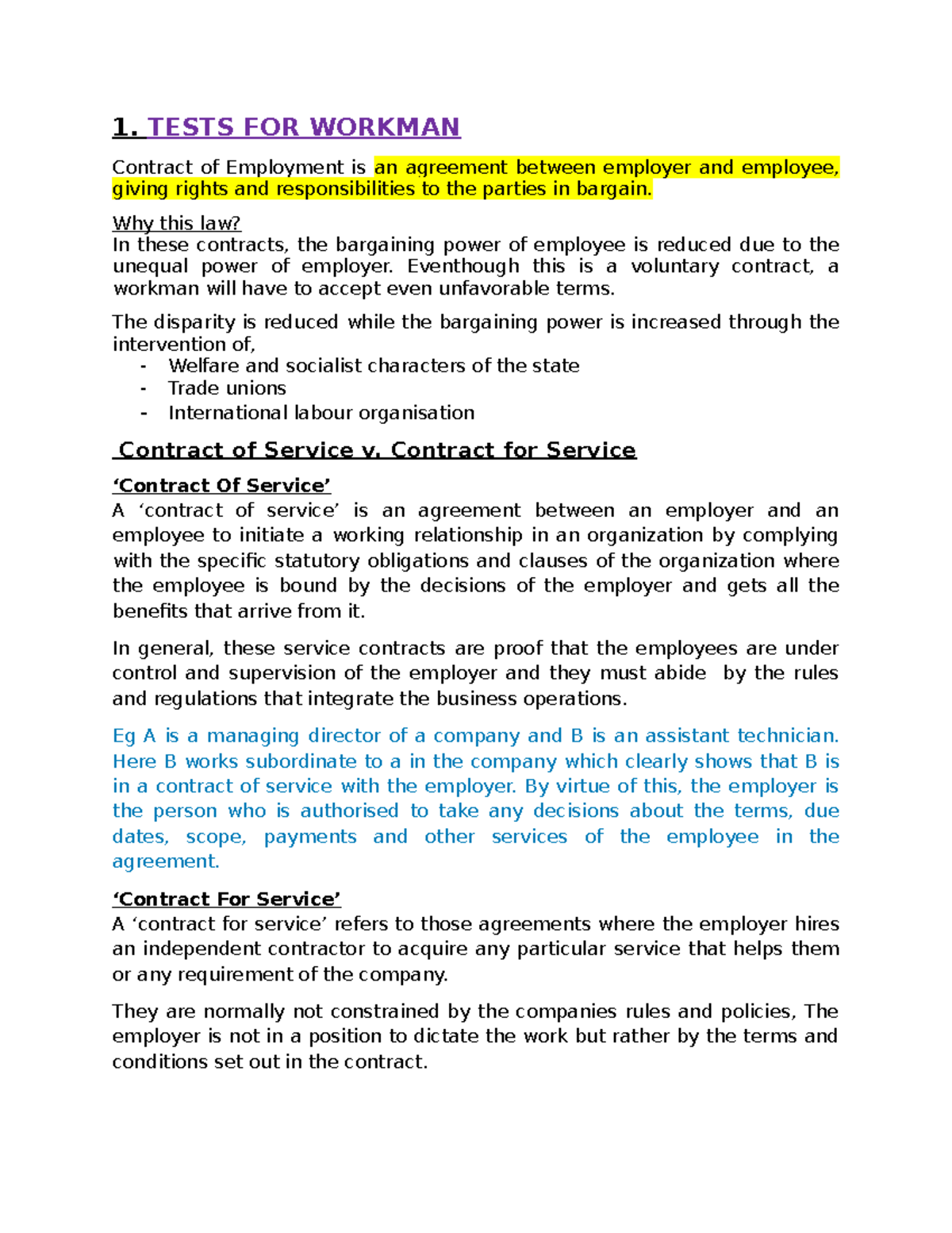 1. TESTS FOR WORKMEN: Understanding Employment Contracts and Rights ...