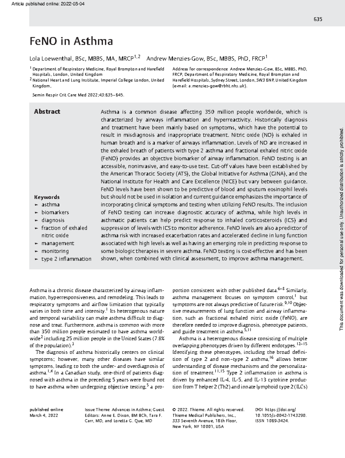 FeNO in Asthma: Understanding Its Role in Diagnosis and Management ...