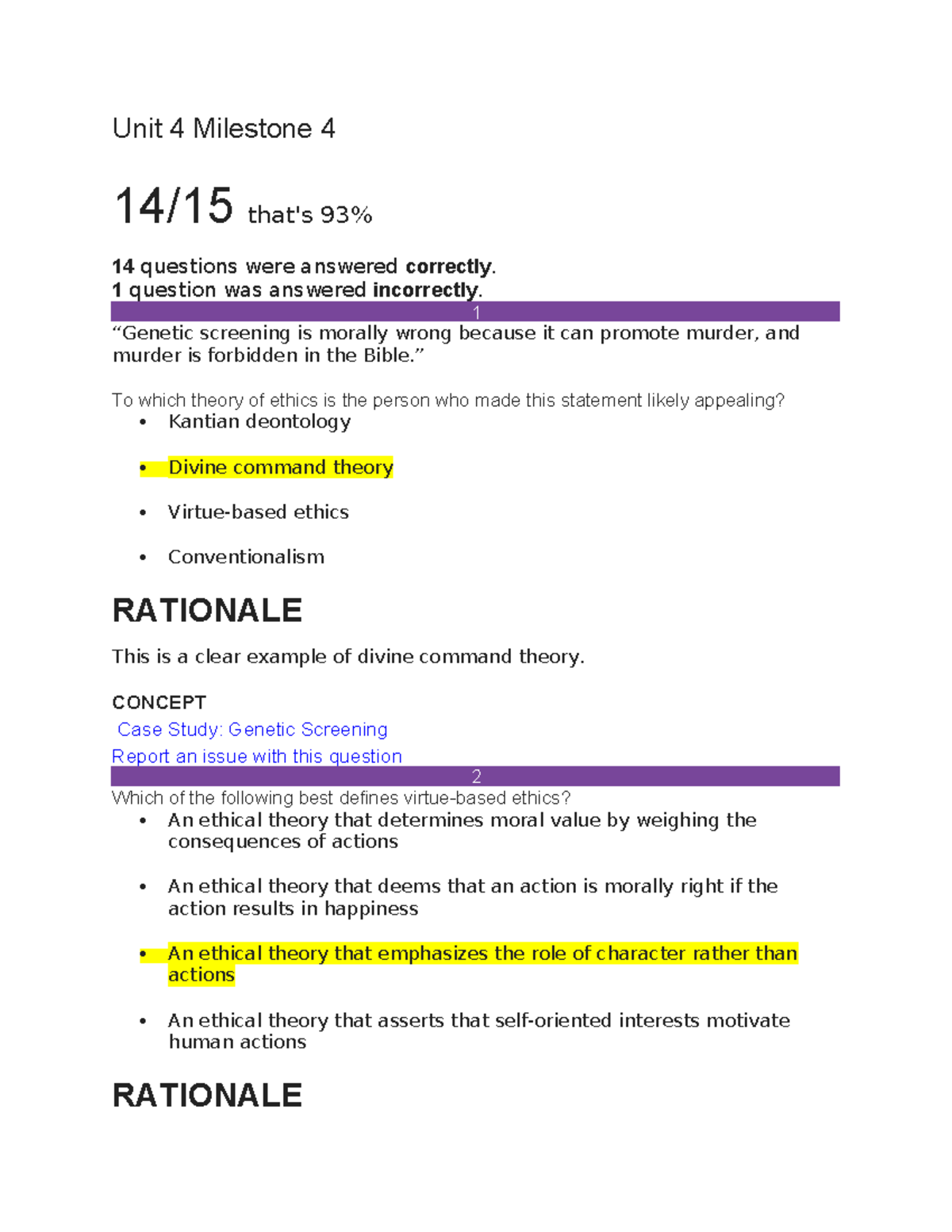 Unit 4 Milestone 4: Case Studies in Ethics and Moral Theories - Studocu