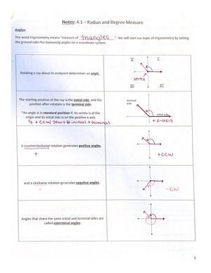 4.2 Notes - Trigonometric Functions The Unit Circle - Find one point in ...