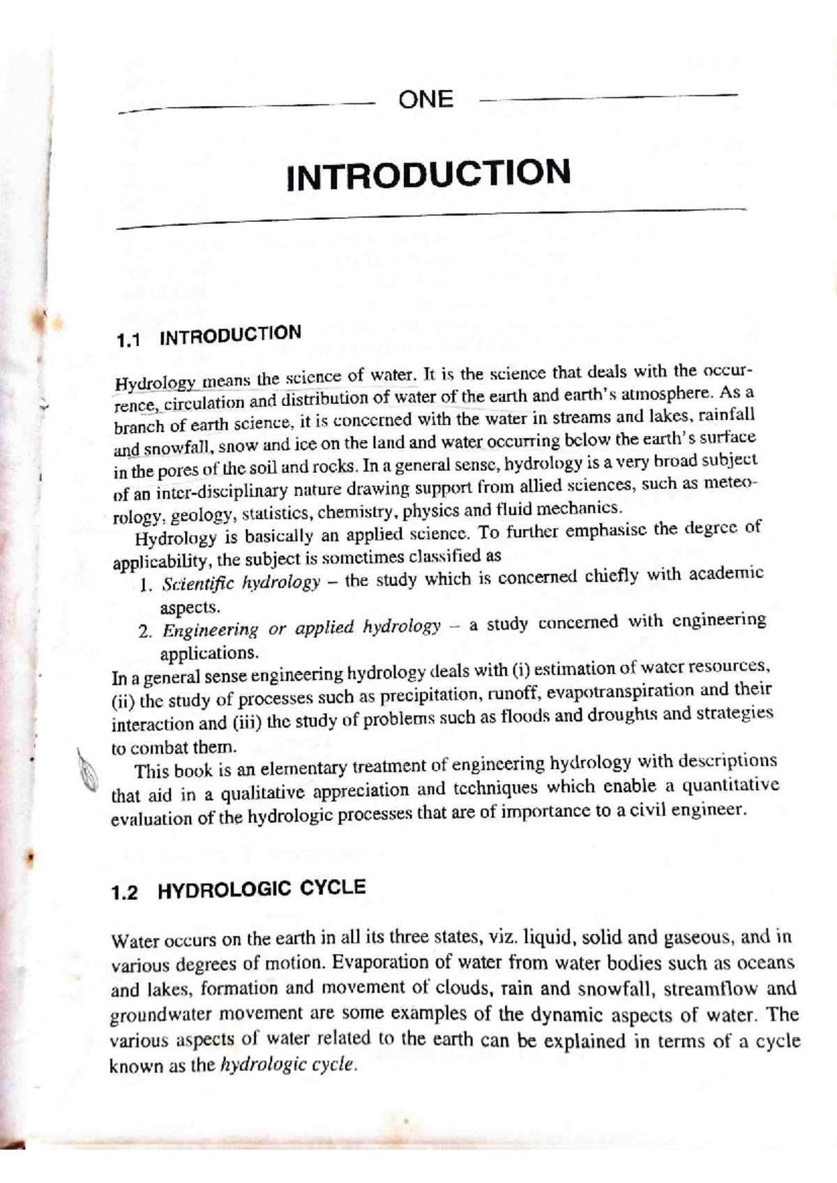 Engineering Hydrology: An Introduction to Water Science and Cycle - Studocu