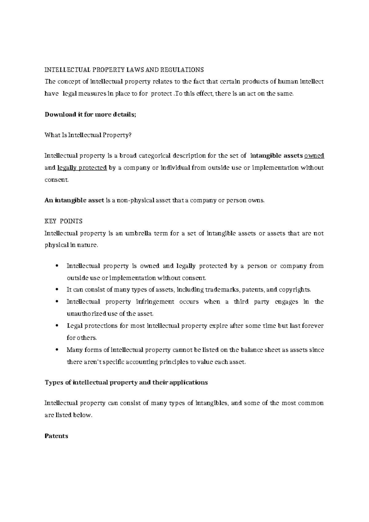 Patent Notes Final: Understanding Intellectual Property Laws - Studocu
