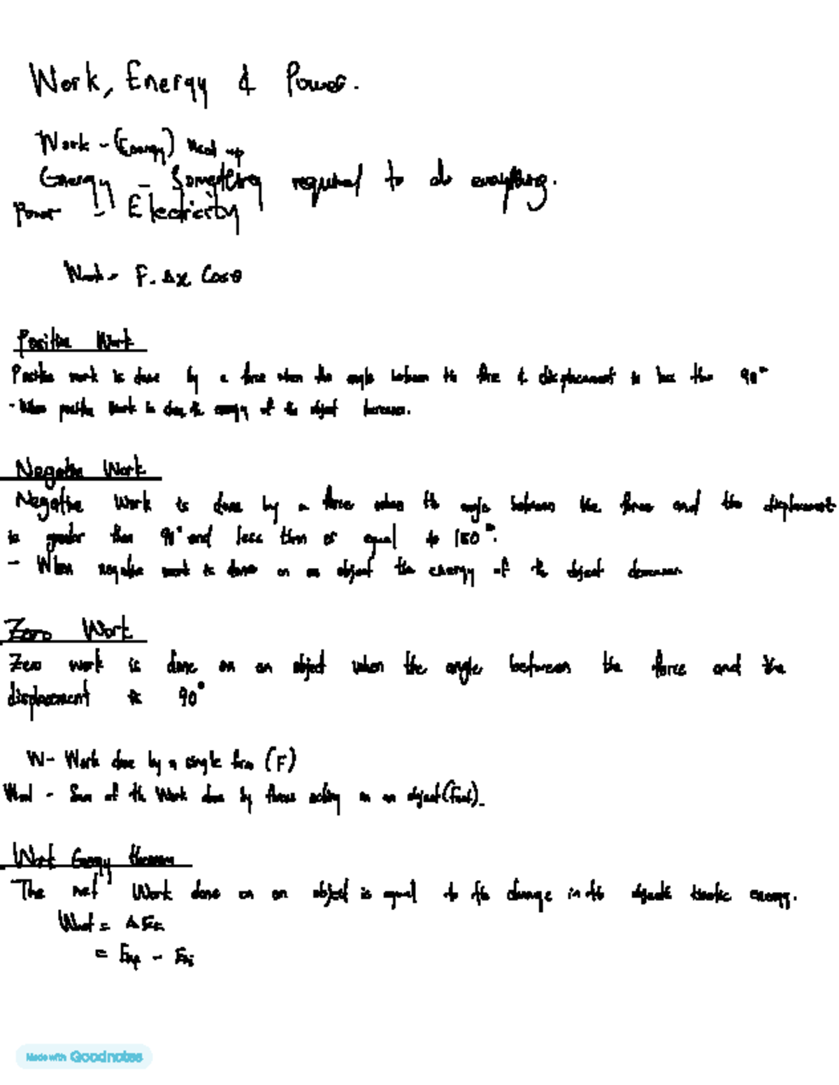 Work, Energy, and Power Concepts - Physics 101 Lecture Notes - Studocu