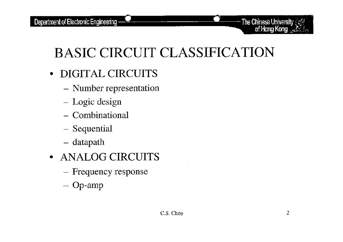 Chapter 1 - Basic Circuit Classification in Digital and Analog Circuits ...