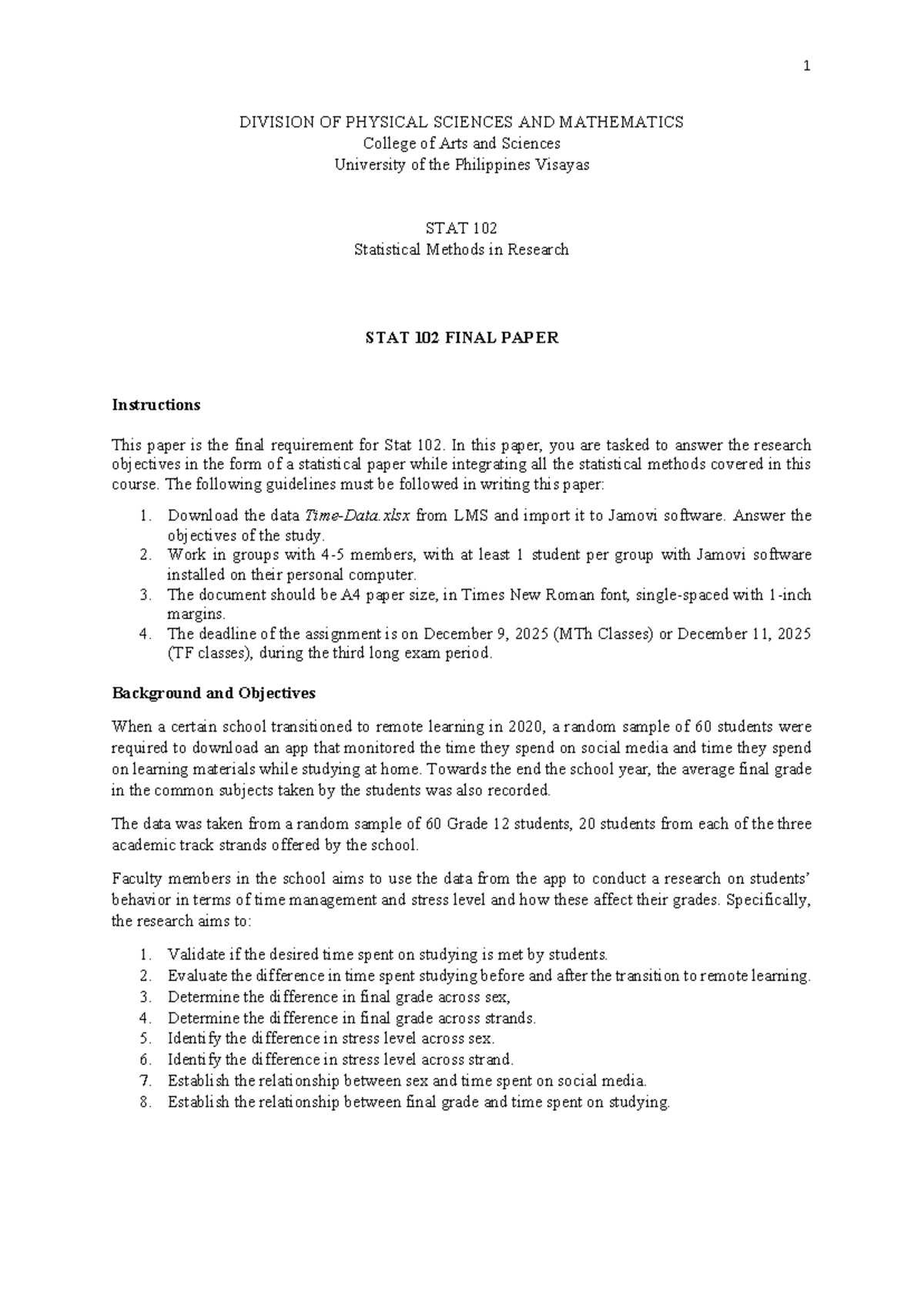 STAT 102 Final Paper: Analyzing Student Behavior in Remote Learning ...