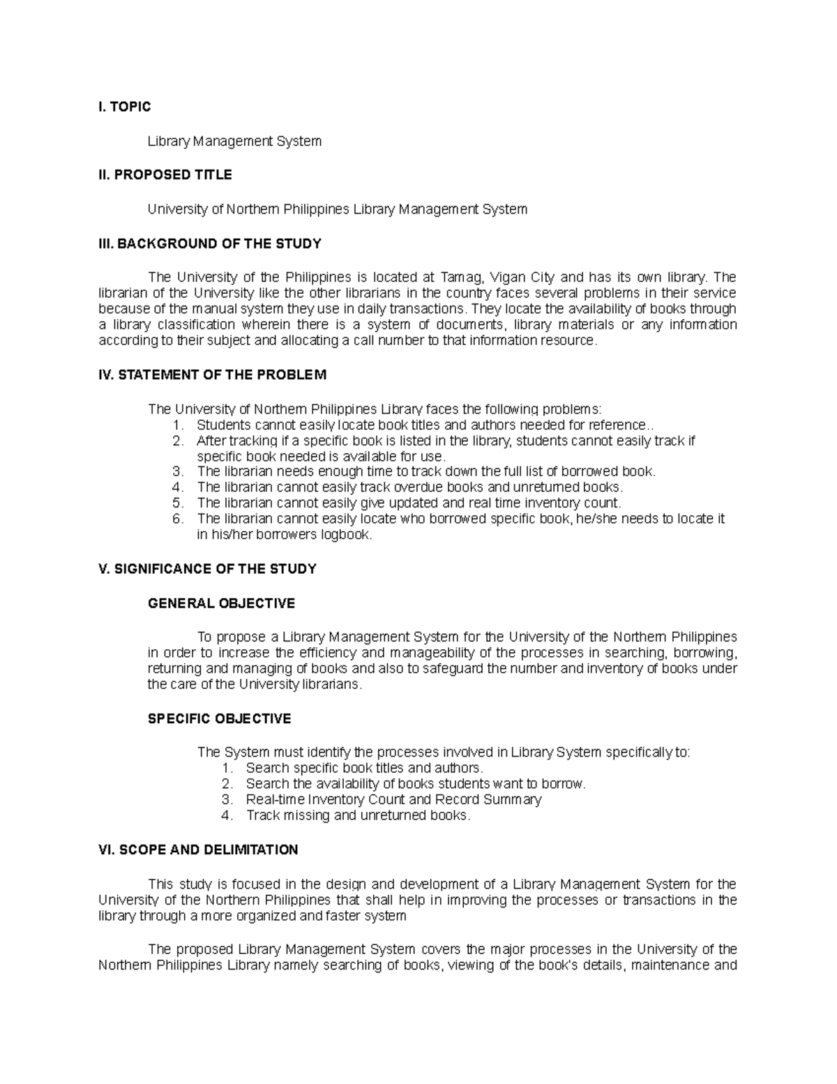 233056692 Thesis Library Management System - I. TOPIC Library ...