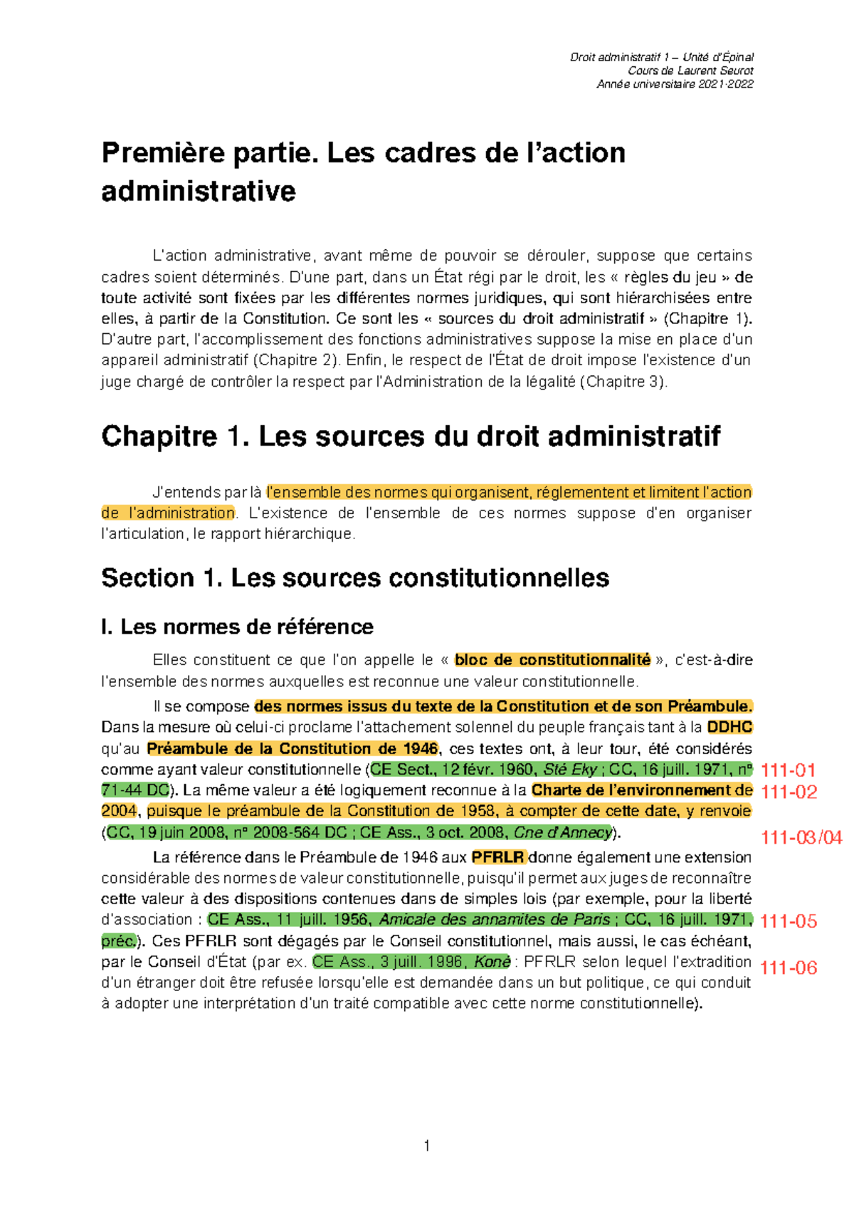 Partie 1 - Chapitre 1 : Les Sources du Droit Administratif - Studocu