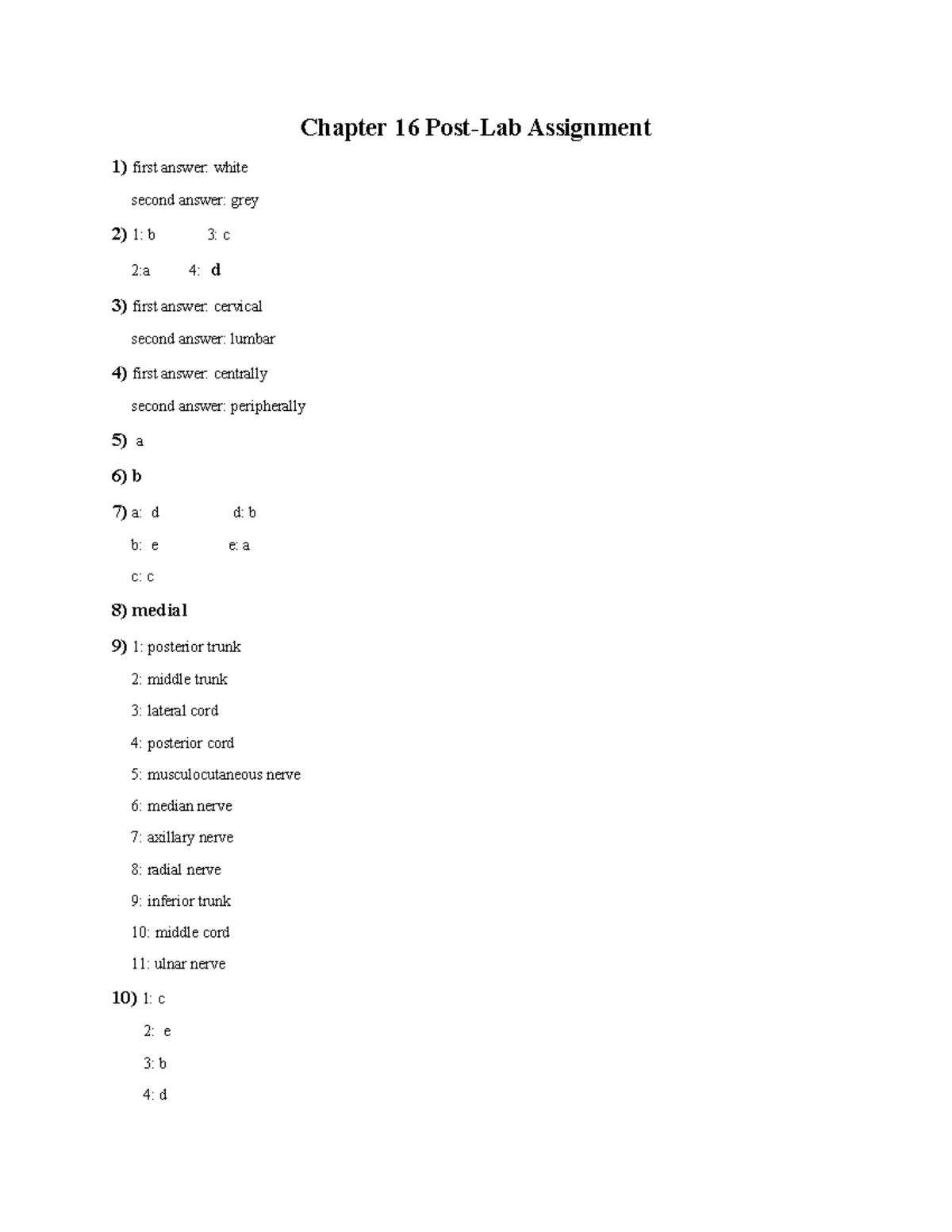 Chapter 16 Post-Lab Assignment Answers for Course Code: BIO101 - Studocu