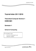 COS1511 - Unisa - Introduction to Programming I - Studocu