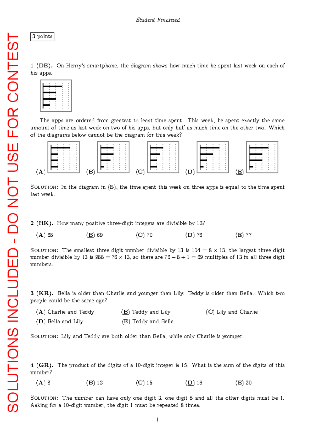Math Competition Solutions and Explanations (2022 Level 6) - Studocu