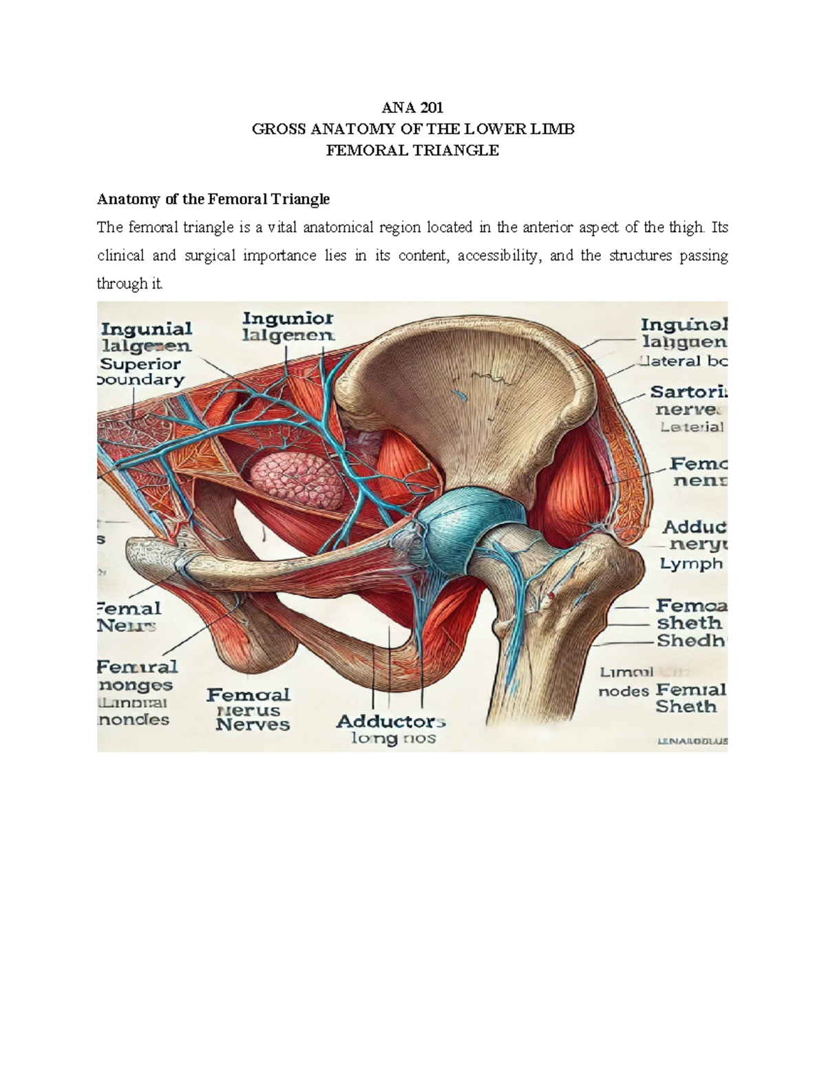 ANA 201 GROSS ANATOMY: The Femoral Triangle Explained - Studocu