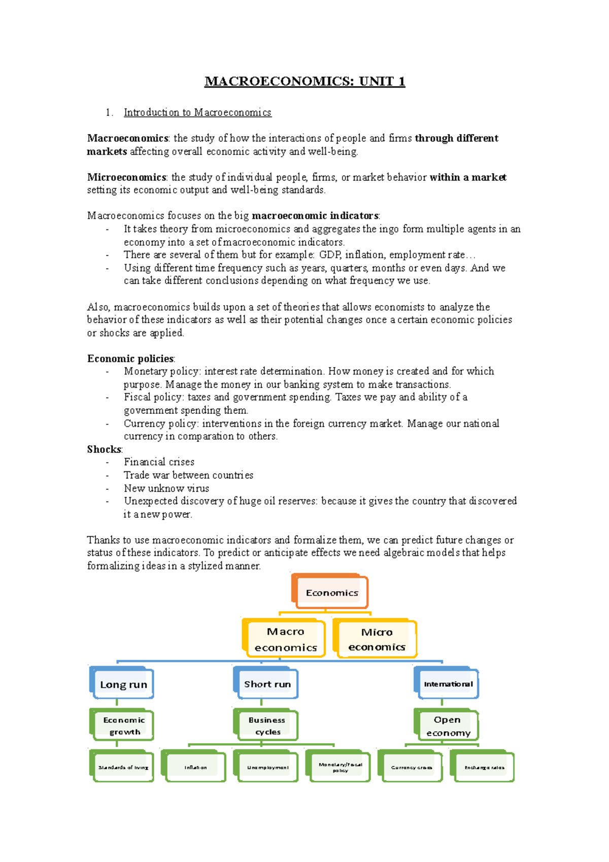 Macroeconomics UNIT 1 - Key Concepts and GDP Insights in English - Studocu
