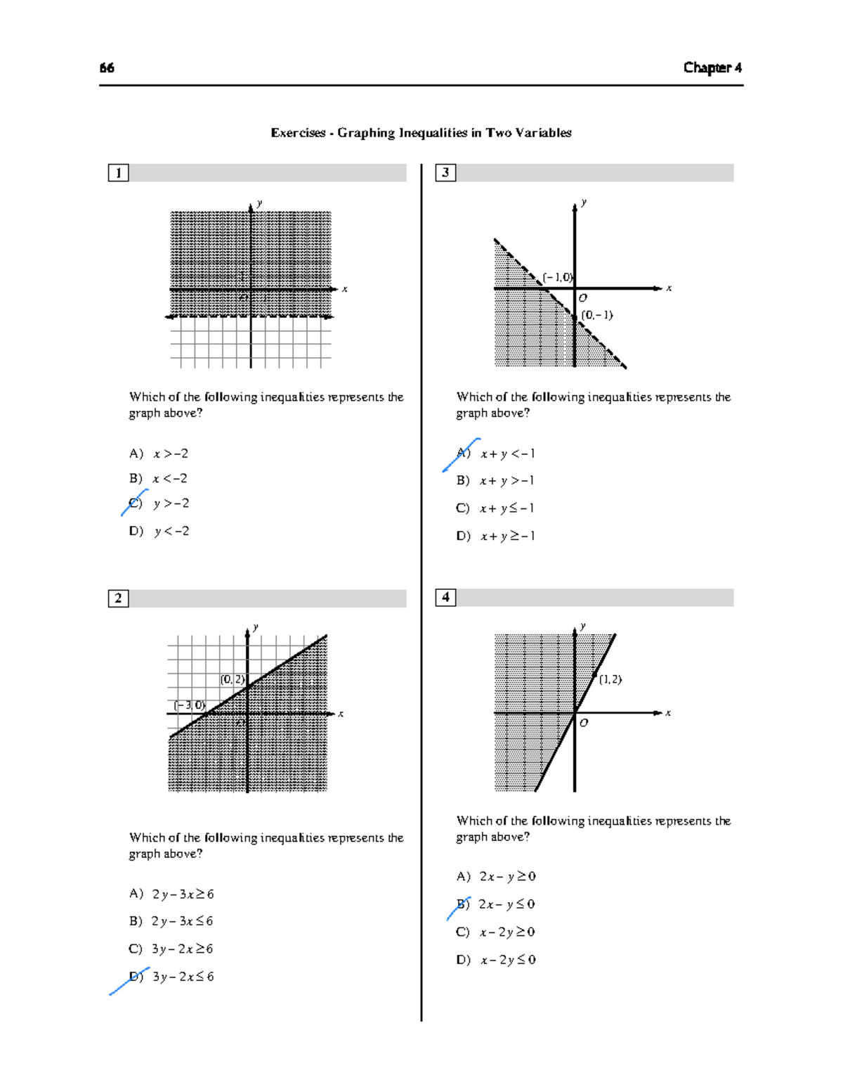 66 MATH 4 Test: Graphing Inequalities in Two Variables Exercises - Studocu